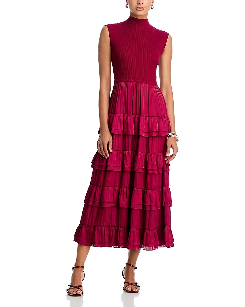 Derek Lam 10 Crosby Klea Sleeveless Tiered Midi Dress
