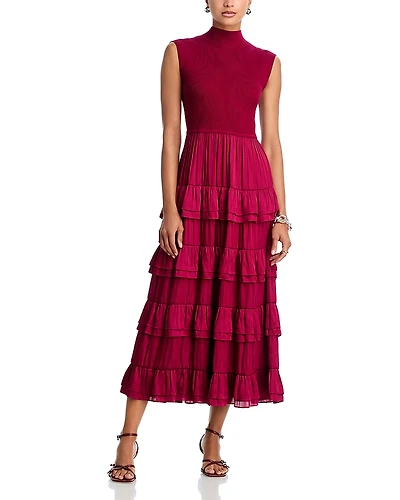 Derek Lam 10 Crosby Klea Sleeveless Tiered Midi Dress