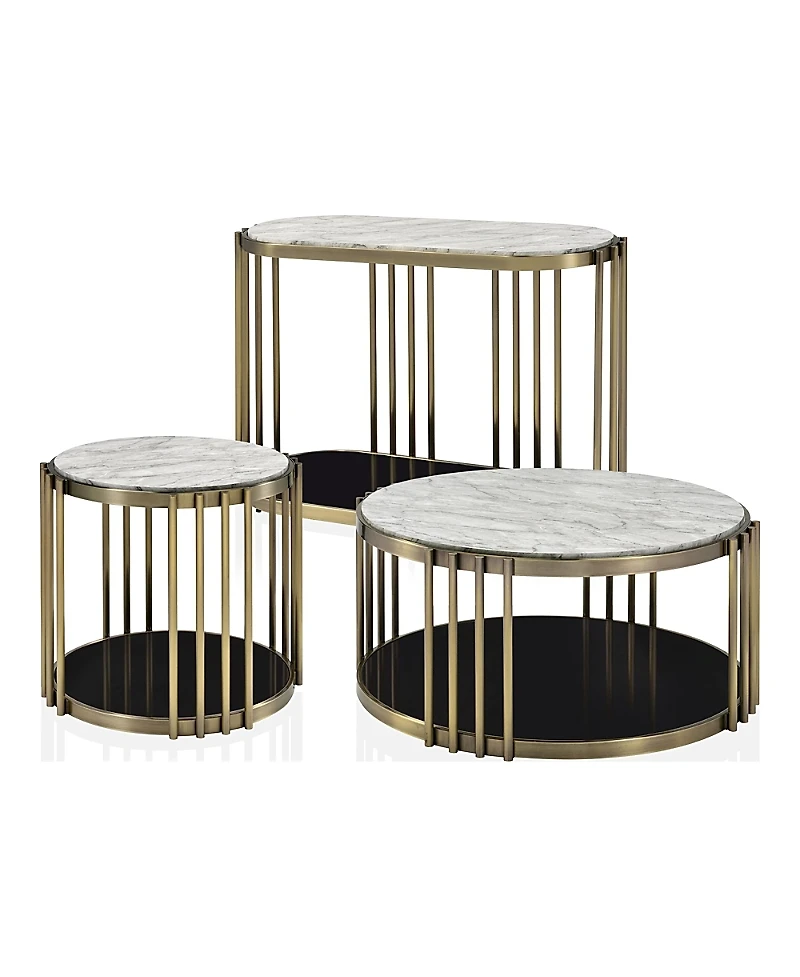 Furniture of America Athens Steel Frame 3-Piece Coffee Table Set with Open Shelf