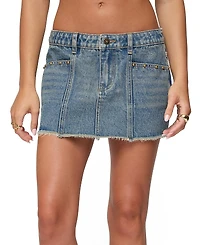 Edikted Keiko Studded Denim Mini Skirt