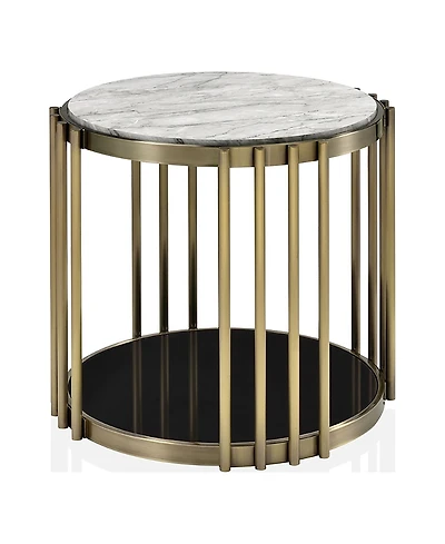 Furniture of America Athens 26-inch Steel Frame 1-Shelf Round End Table