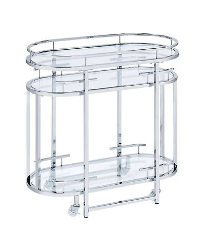 Furniture of America Ovaro Steel Frame Serving Cart with Top and Two Lower Shelves