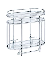 Furniture of America Ovaro Steel Frame Serving Cart with Top and Two Lower Shelves