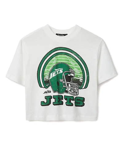 Junk Food Clothing Women's Nfl New York Jets Game Time Mock Neck Crop Tee