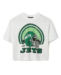 Junk Food Clothing Women's Nfl New York Jets Game Time Mock Neck Crop Tee