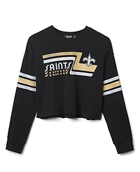 Junk Food Clothing Women's Nfl New Orleans Saints Retro Crop Fleece Sweatshirt