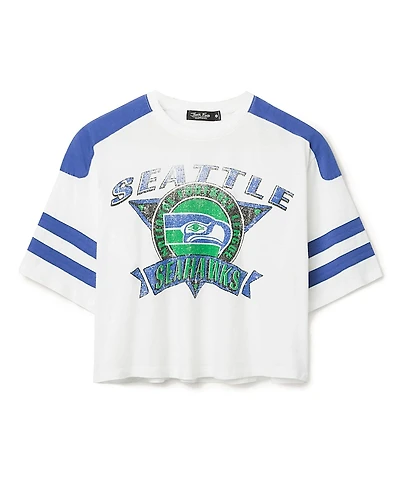 Junk Food Clothing Women's Nfl Seattle Seahawks Striped Crop Tee