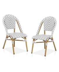 Furniture of America Tempata Aluminum and Resin Wicker Outdoor Dining Chair, Set of 2