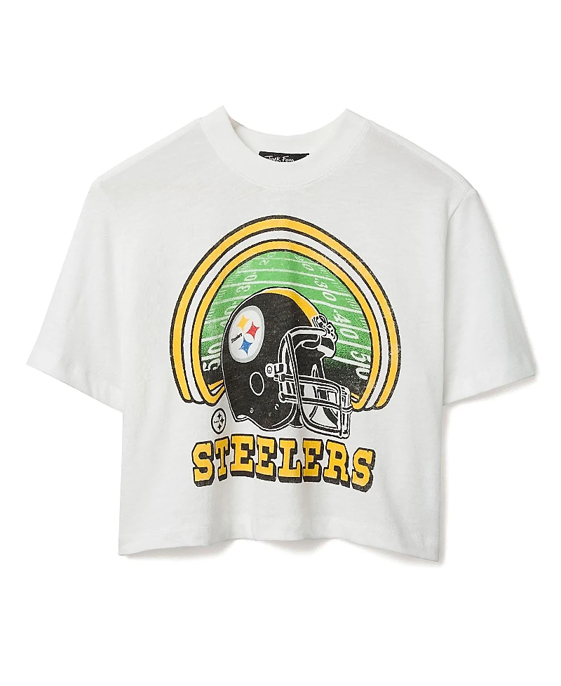Junk Food Clothing Women's Nfl Pittsburgh Steelers Game Time Mock Neck Crop Tee