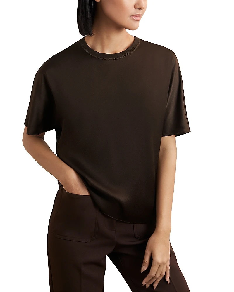 Reiss Lena Silk Short Sleeve Top