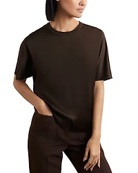 Reiss Lena Silk Short Sleeve Top