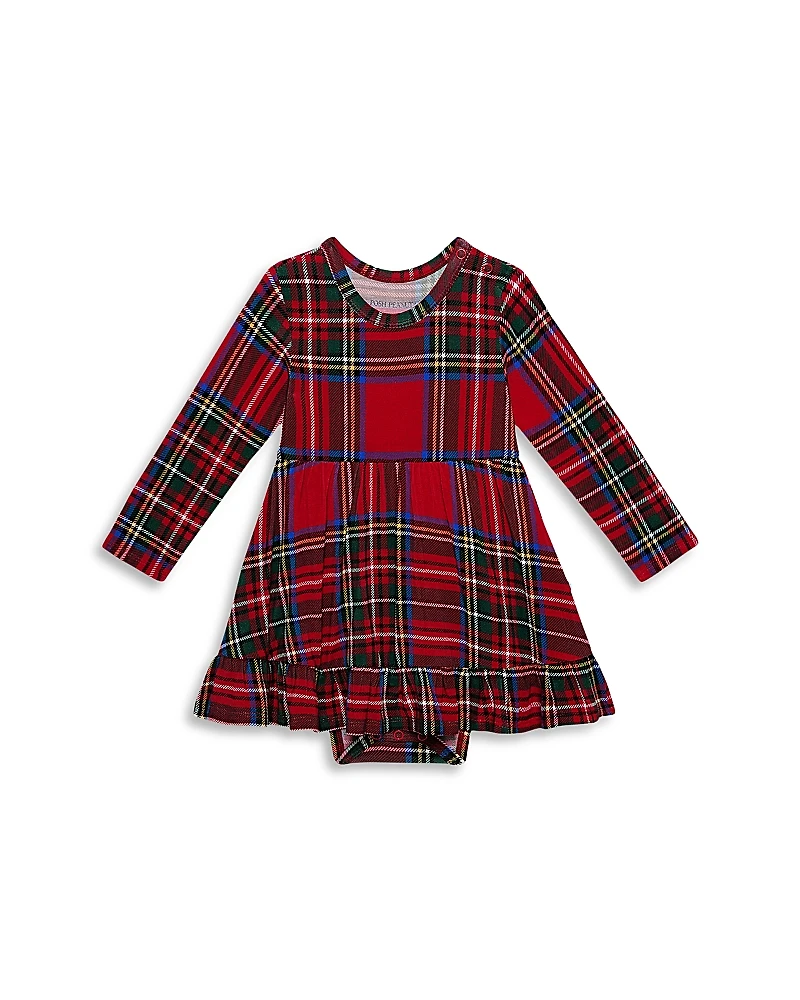 Posh Peanut Girls' Tartan Plaid Ruffled Bodysuit Dress - Baby