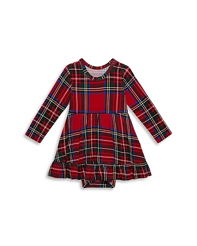 Posh Peanut Girls' Tartan Plaid Ruffled Bodysuit Dress - Baby