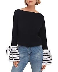 Mint Velvet Women's Cotton Blend Striped Cuff Sweater