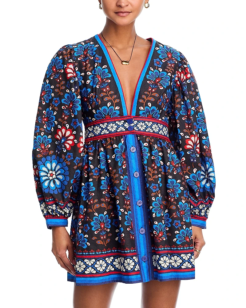 Farm Rio Button Front Mini Dress