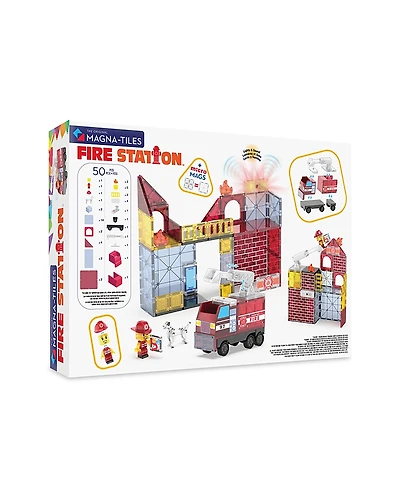 Magna-Tiles Fire Station Magnetic Construction Set, 50 Piece - Ages 3+