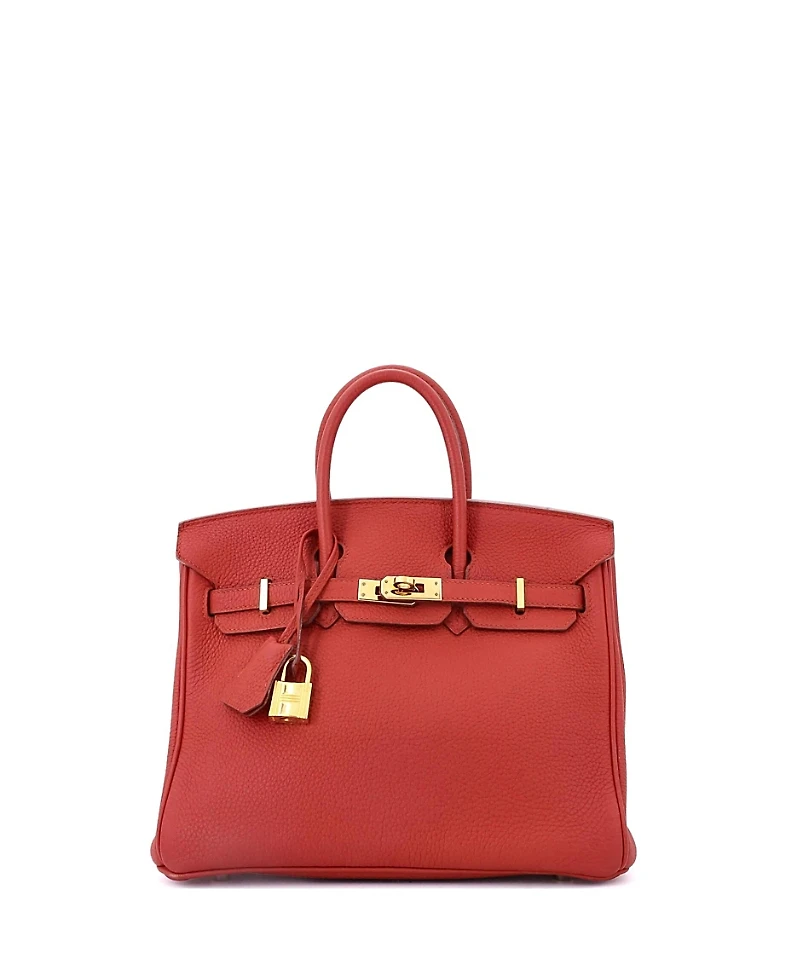 Pre-Owned HERMES Birkin 25 Handbag Red Togo with Gold Hardware