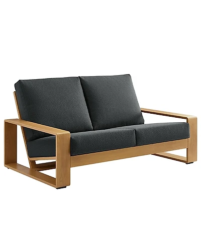 Modway Lirienne Outdoor Patio Aluminum Faux Wood Loveseat
