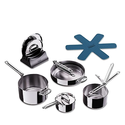 Joseph Joseph Space Steel Eight Piece Stainless Steel Cookware Set with Folding Handles