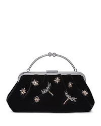 Strathberry Frame Black Velvet Clutch