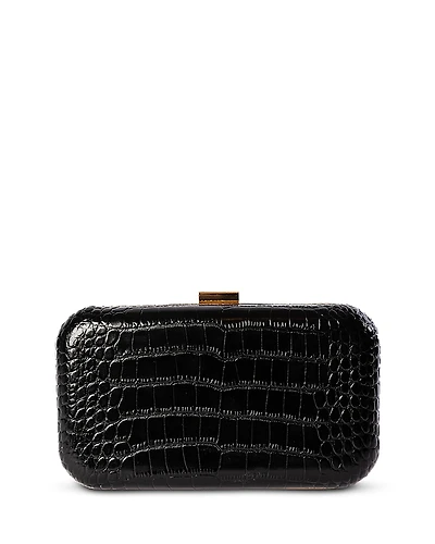 F & W Style Rose Croc Embossed Leather Clutch