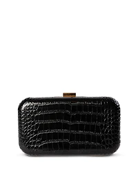 F & W Style Rose Croc Embossed Leather Clutch
