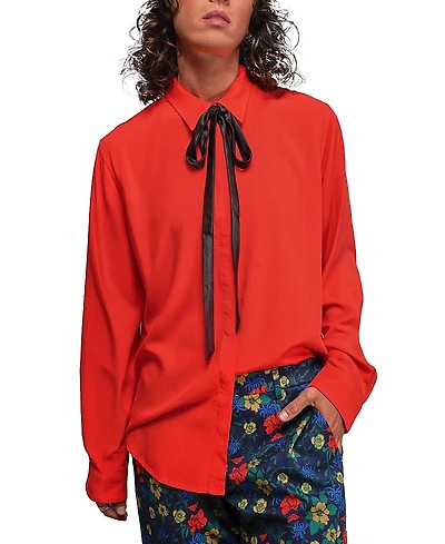 Wildfang The Empower Long Sleeve Bow Button Up Shirt