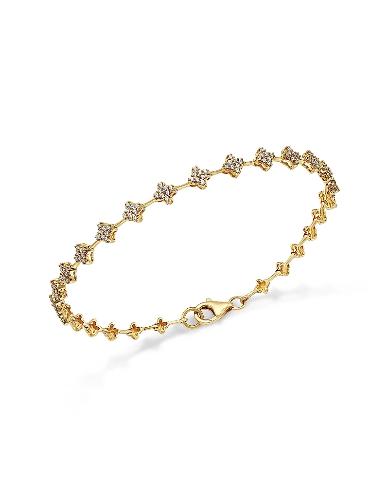 Bloomingdale's Fine Collection Diamond Clover Cluster Station Bracelet