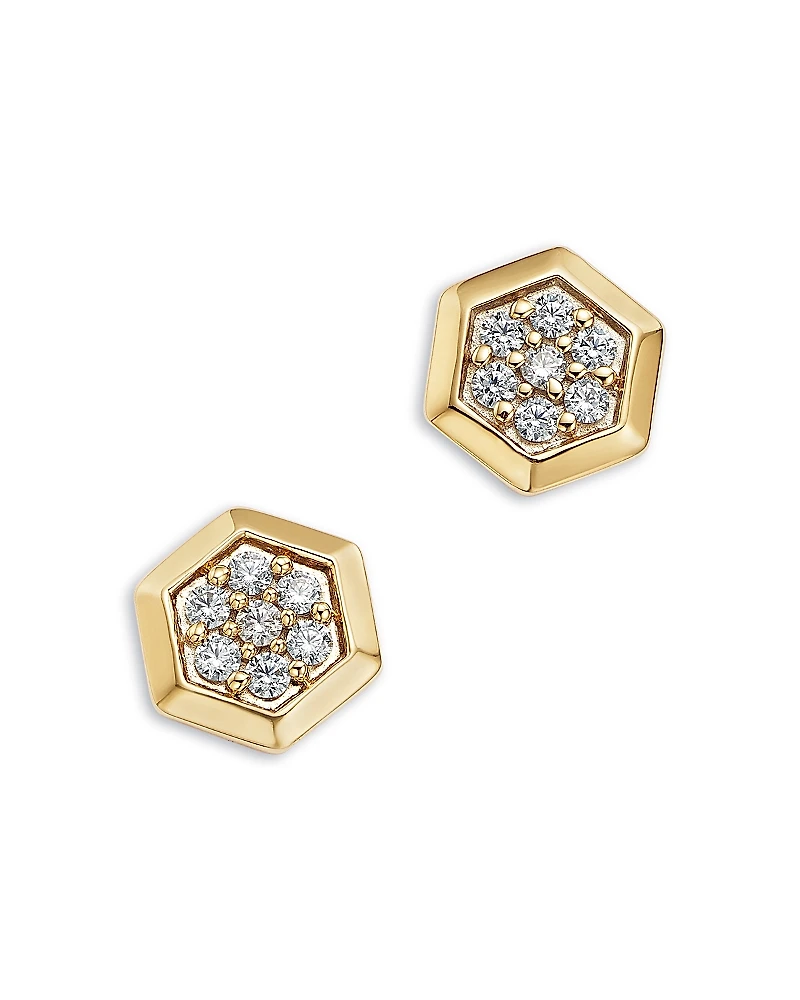 Bloomingdale's Fine Collection Diamond Honeycomb Hexagon Stud Earrings