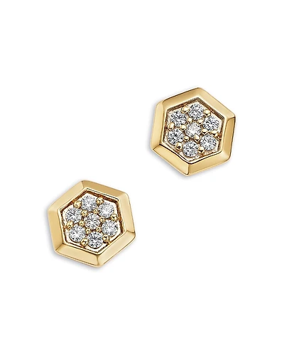 Bloomingdale's Fine Collection Diamond Honeycomb Hexagon Stud Earrings