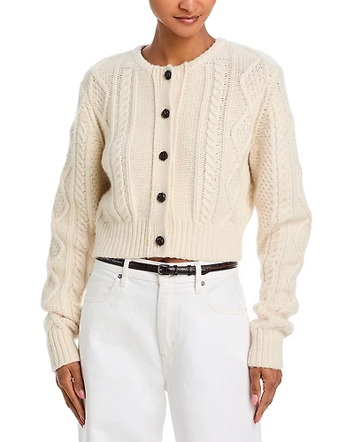Frame The Cable Knit Cashmere Cardigan Sweater