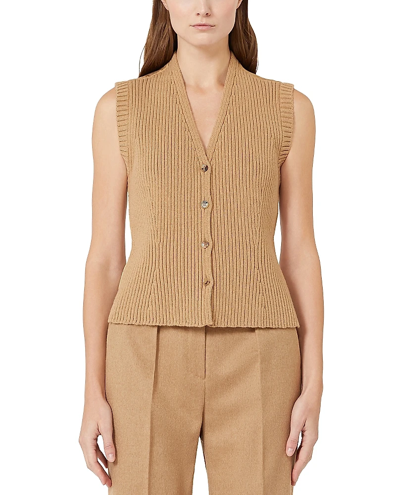 Max Mara Madre Camel Knit Vest