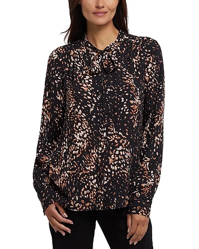 Nydj Printed Tie Neck Blouse