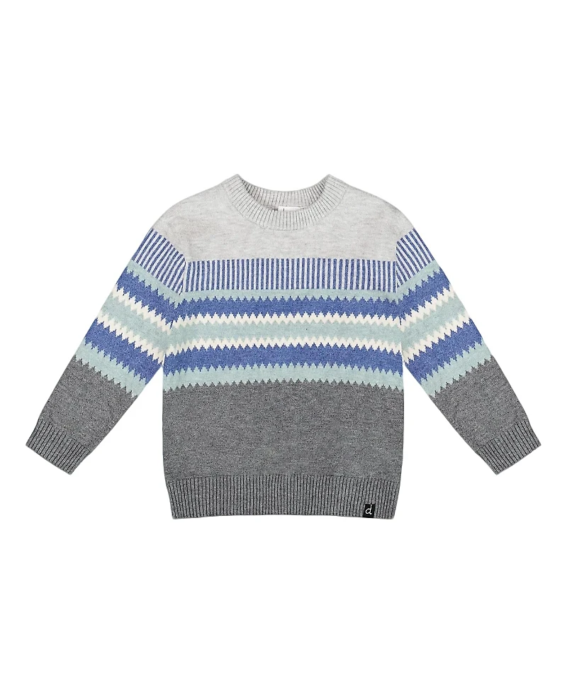 Deux par Boys' Knitted Jacquard Sweater - Little Kid, Big Kid