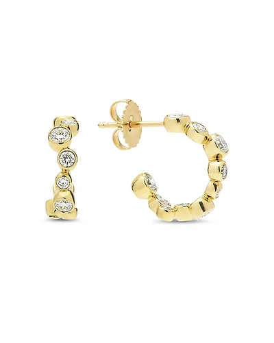 Lagos 18K Yellow Gold Fizz Diamond Bezel Huggie Hoop Earrings