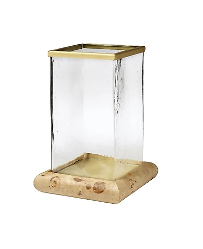 Jamie Young Rhine Burl Wood and Glass Hurricane Candle Holder