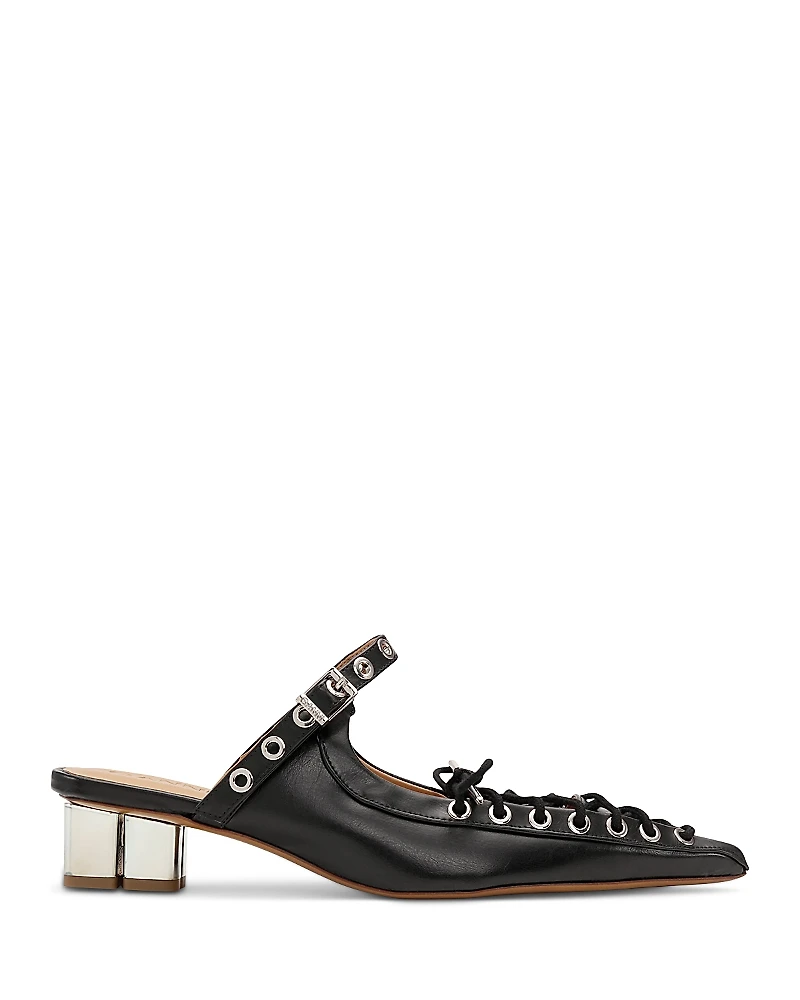 Ganni Women's Eyelets Lace Up Mule Pumps