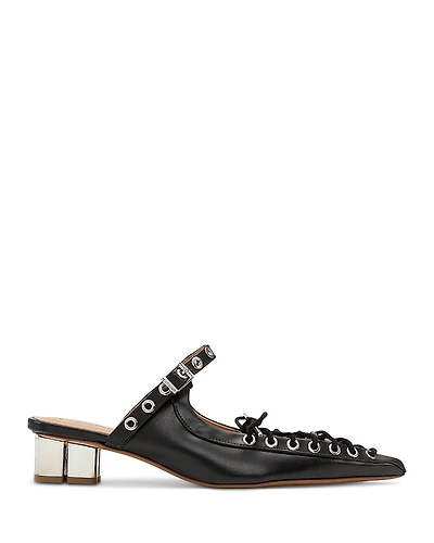 Ganni Women's Eyelets Lace Up Mule Pumps