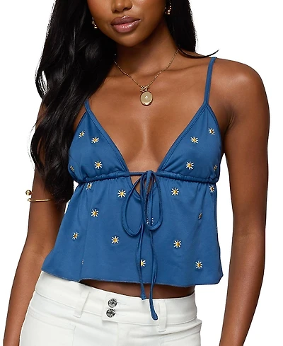 Edikted Soleil Embroidered Open Back Top