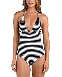 L'Agence Leila Voyage Halter Neck One Piece Swimsuit