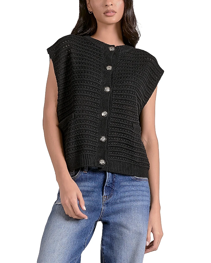 Elan Sleeveless Open Knit Cardigan