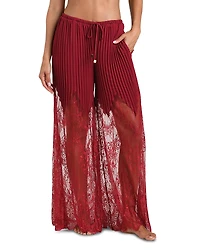 L'Agence Sharon Lace Solids Wide Leg Pants Swim Cover-Up