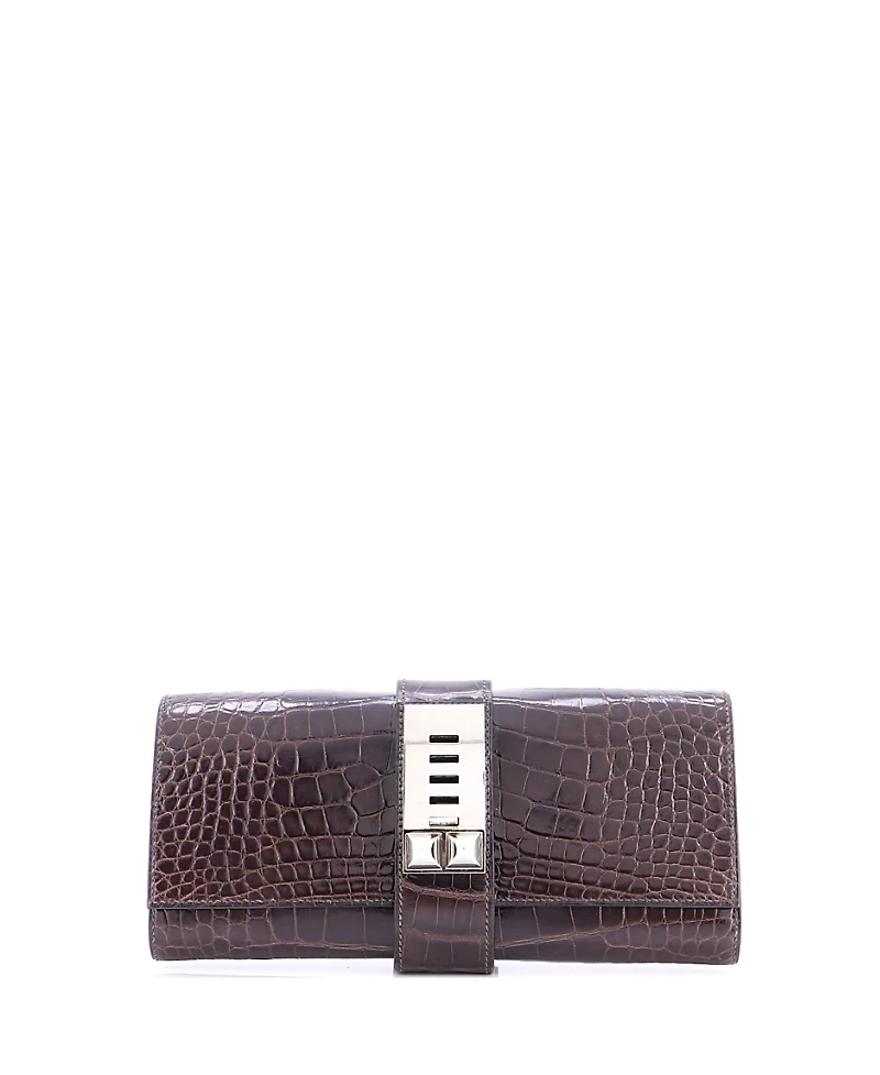 Pre-Owned Hermes 23 Medor Clutch Shiny Alligator