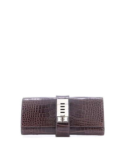 Pre-Owned Hermes 23 Medor Clutch Shiny Alligator
