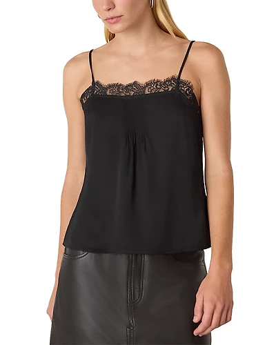 Whistles Lace Trim Crepe Cami Top