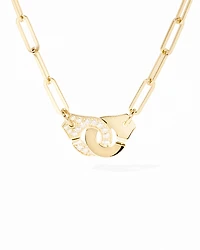 Dinh Van 18K Yellow Gold Menottes Dinh Van Diamond Handcuff Open Paperclip Link Chain Pendant Necklace, 17.32