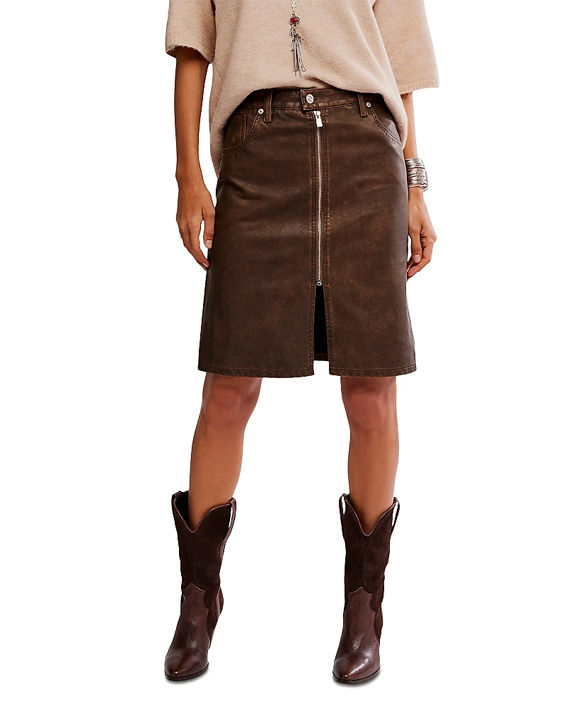 Free People Sycamore Faux Leather Skirt