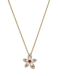 Roberto Coin 18K Rose Gold Tiare Mother of Pearl, Rubellite, & Diamond Flower Pendant Necklace, 16-18