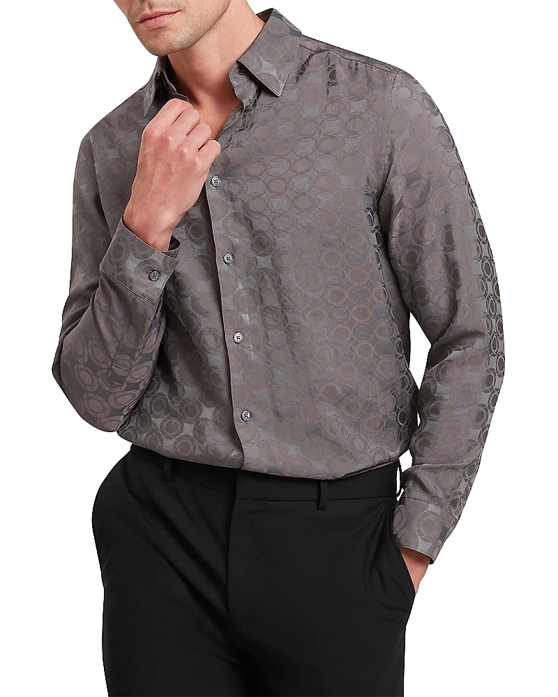Ted Baker Farax Textured Geometric Jacquard Button Down Shirt