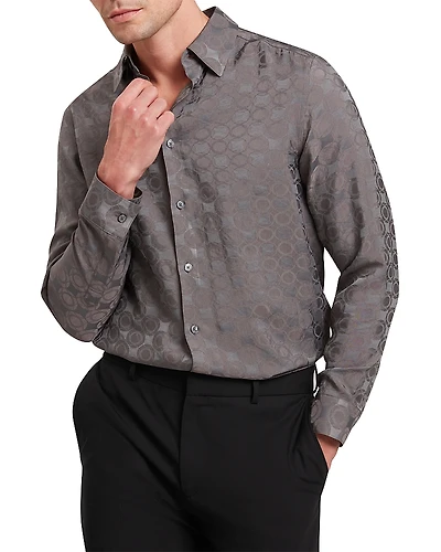 Ted Baker Farax Textured Geometric Jacquard Button Down Shirt